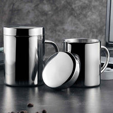 Load image into Gallery viewer, Coffee Mug Kitchen Milk Large Capacity Easy Grip Office Leakproof With Lid Thermal Insulated Double Wall Bar Stainless Steel
